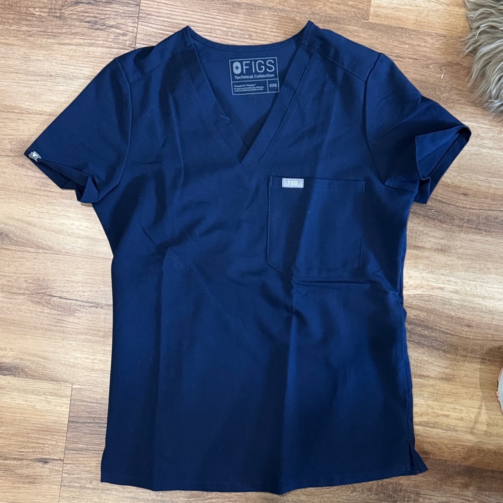 Figs Navy V-Neck Scrub Top